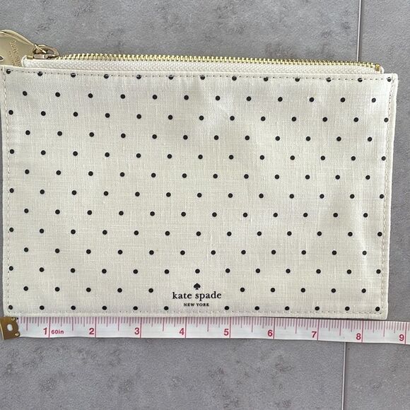 KATE SPADE cosmetics bag zipper with gold tone charm - Picture 6 of 7